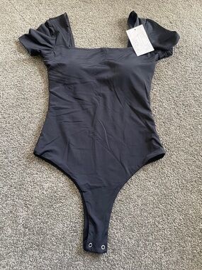 NWT KLASSY Network XS Square neck black bodysuit